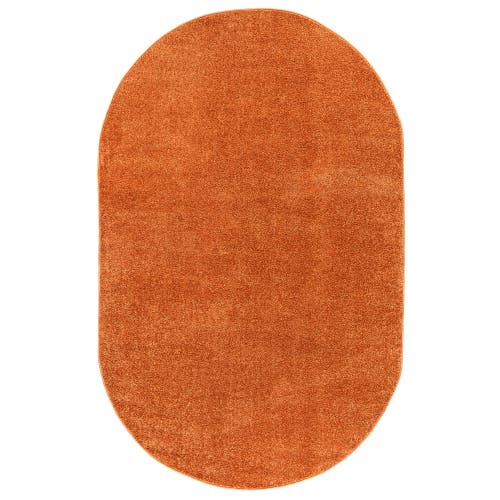 Jonathan Y Haze Solid Low-pile Oval Area Rug In Coral-orange