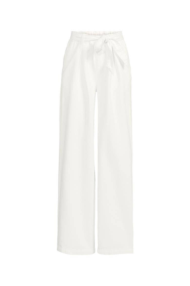 High Ridge Twill Pull On Pleated Wide Leg Pants, Alternate, color, Chalk White