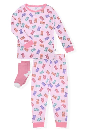 Cloud Nine Kids' Gummy Bears Pajamas & Socks Set In Pink