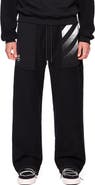 L/AB C/O OFF-WHITE Reverse Knit Wide Leg Sweatpants