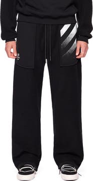 L/AB C/O OFF-WHITE Reverse Knit Wide Leg Sweatpants