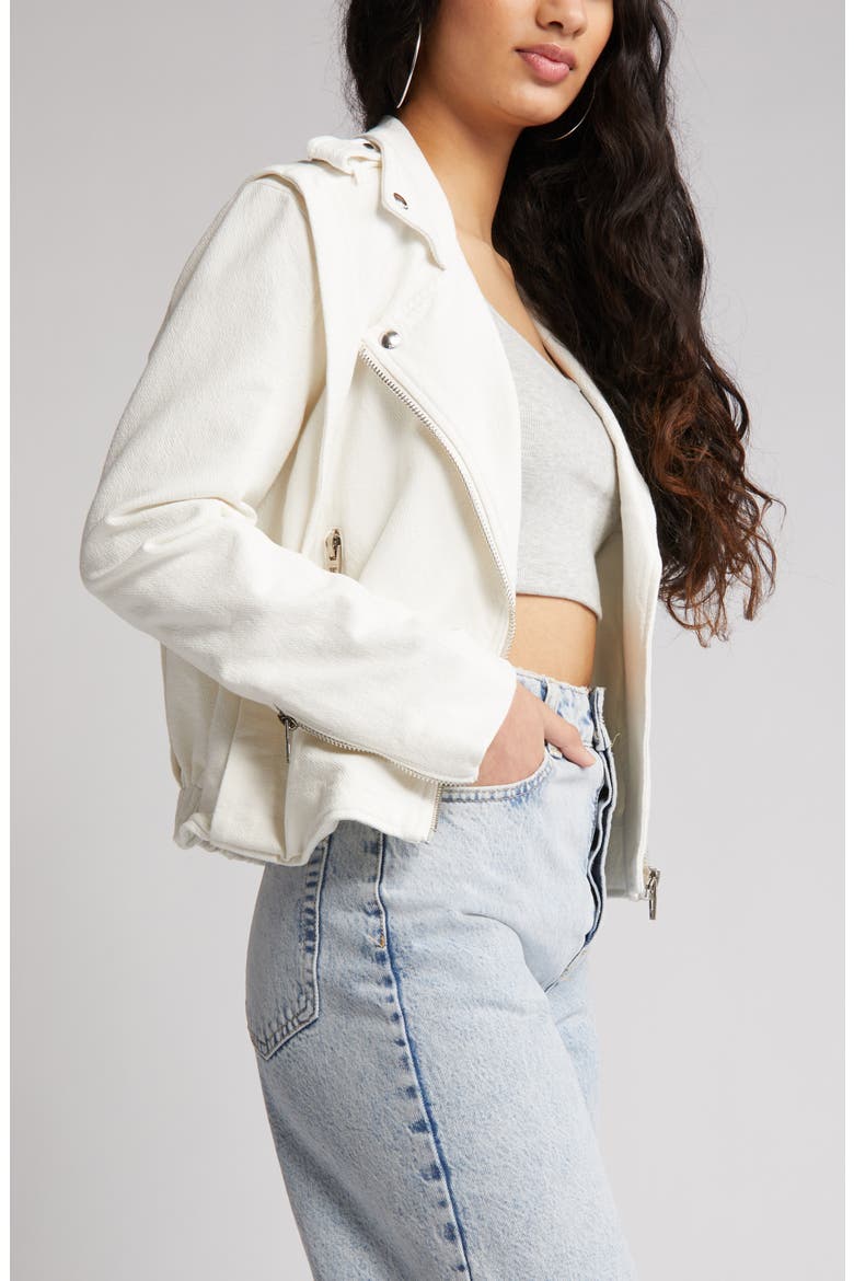 Cotton Crepe Moto Jacket, Alternate, color, SO ICE