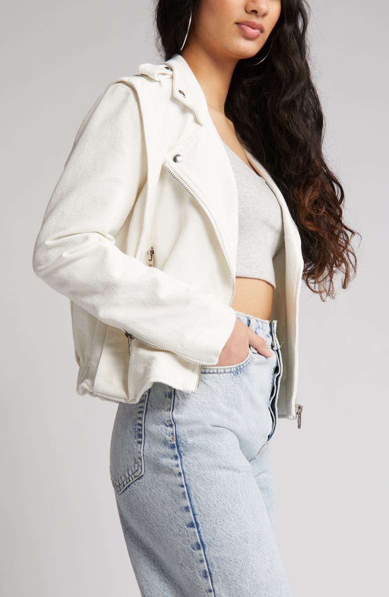 BLANKNYC Cotton Crepe Moto Jacket, Alternate, color,