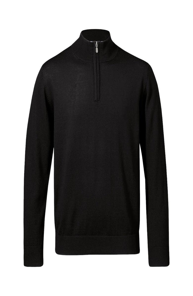 Charles Tyrwhitt Pure Merino Zip Neck Sweater, Main, color, Black