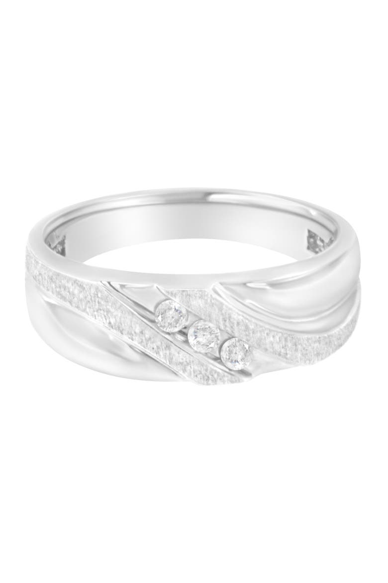 Men's 10K White Gold 1/10 Cttw Diamond Three Stone Diamond Wedding Ring, Main, color, White Gold