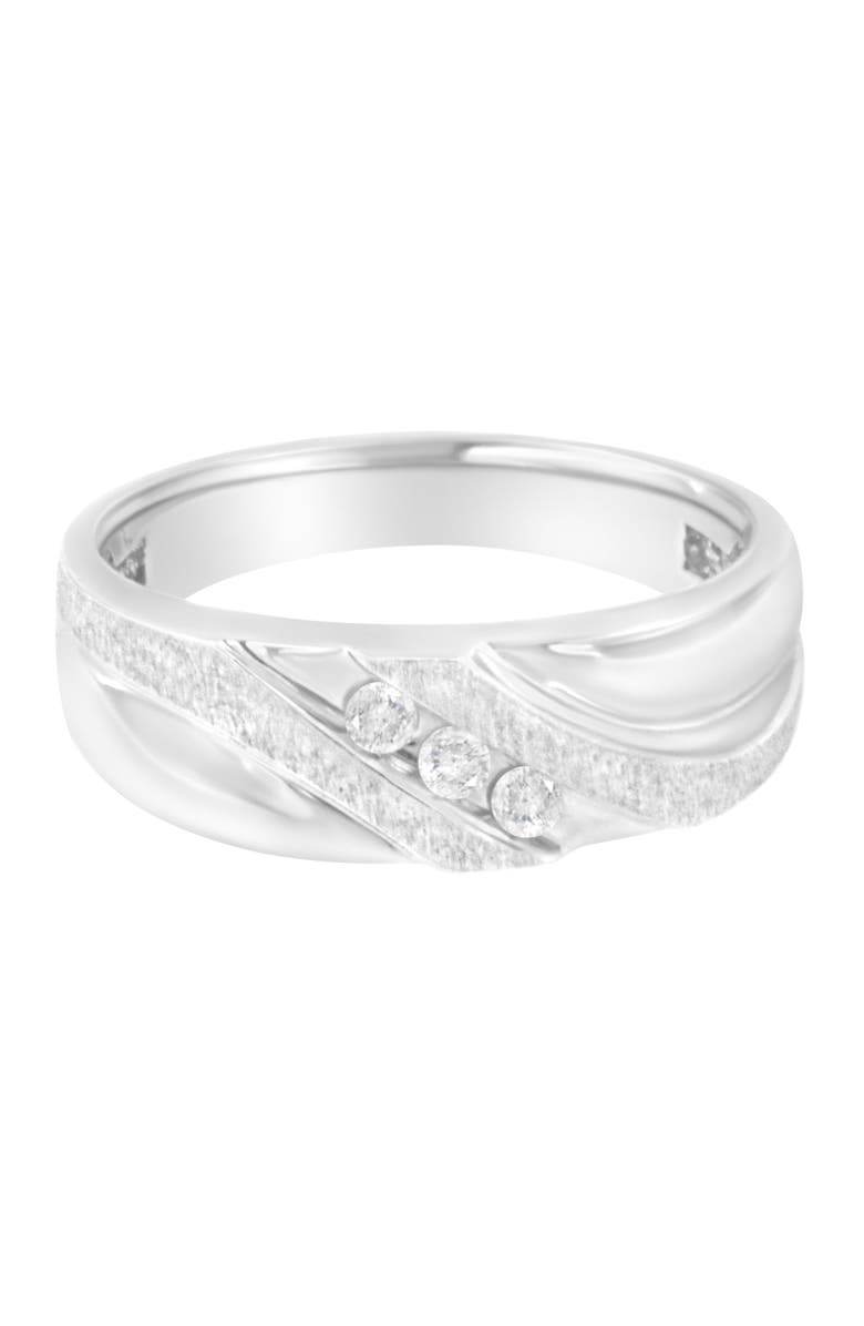 Haus of Brilliance 10K White Gold 1/10 Cttw Diamond Men's Three Stone Diamond Wedding Ring, Main, color, White Gold