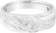 Haus of Brilliance Men's 10K White Gold 1/10 Cttw Diamond Three Stone Diamond Wedding Ring