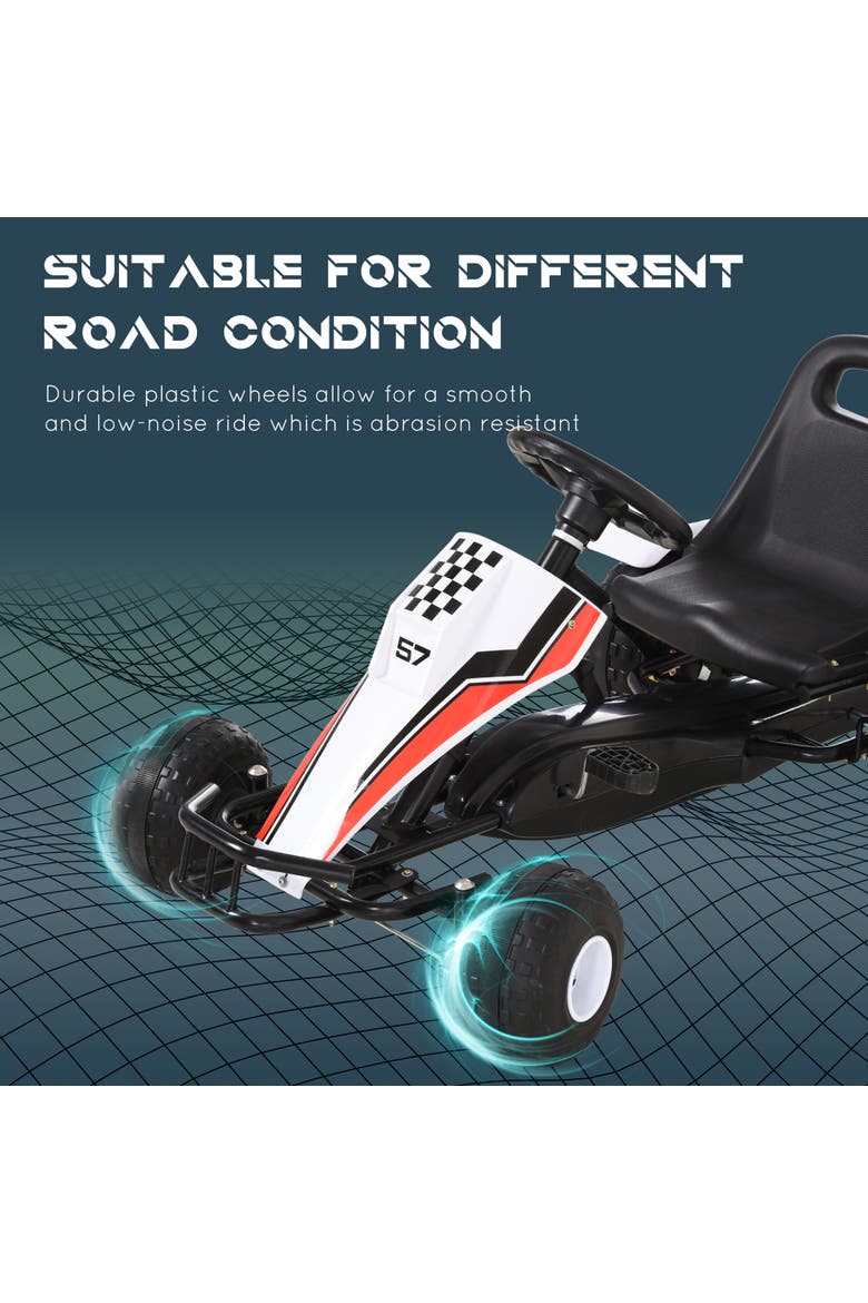 Kids Pedal Go Kart, Racing Style, Alternate, color, White