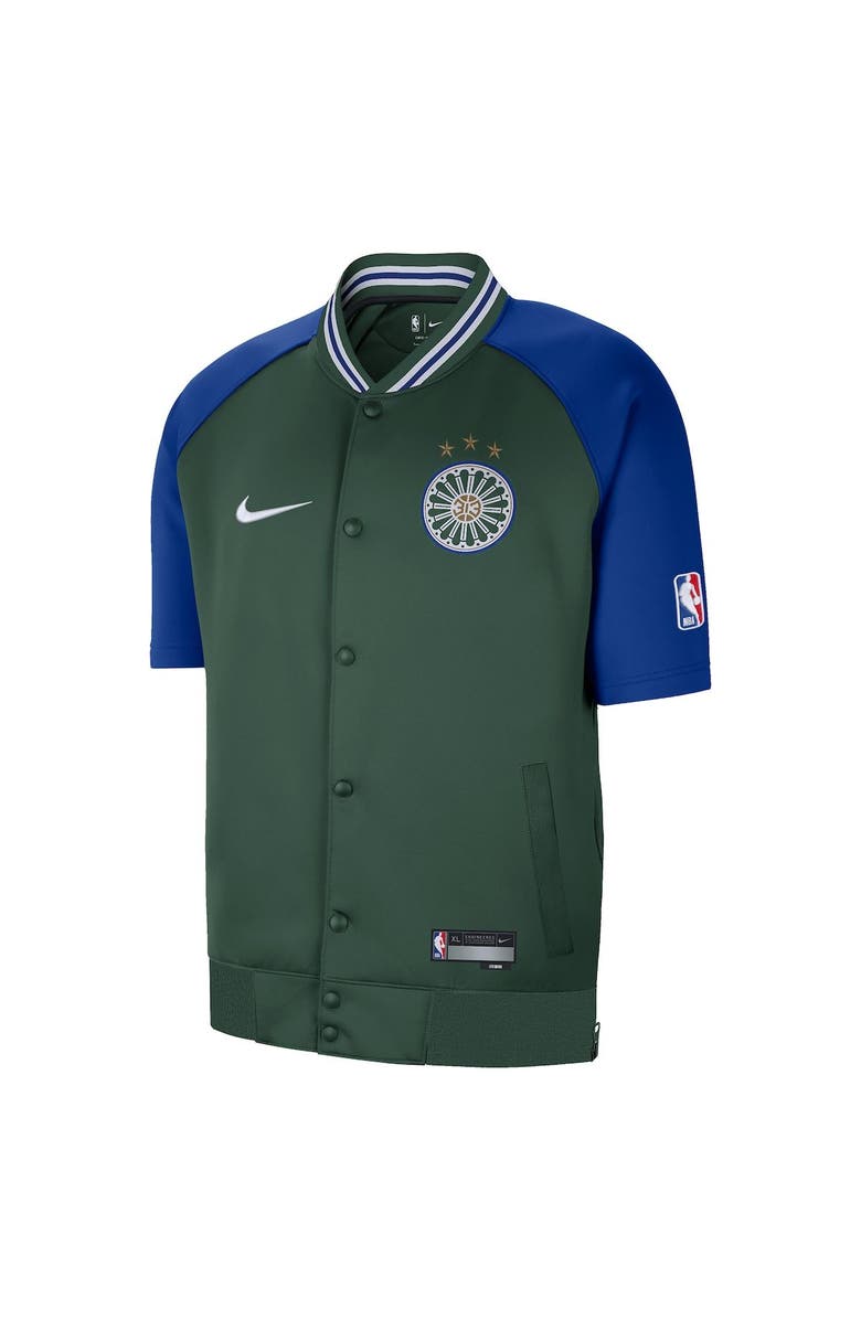 Nike Men's Nike Green Detroit Pistons 2022/23 City Edition Showtime Raglan Short Sleeve Full-Snap Jacket, Alternate, color, 