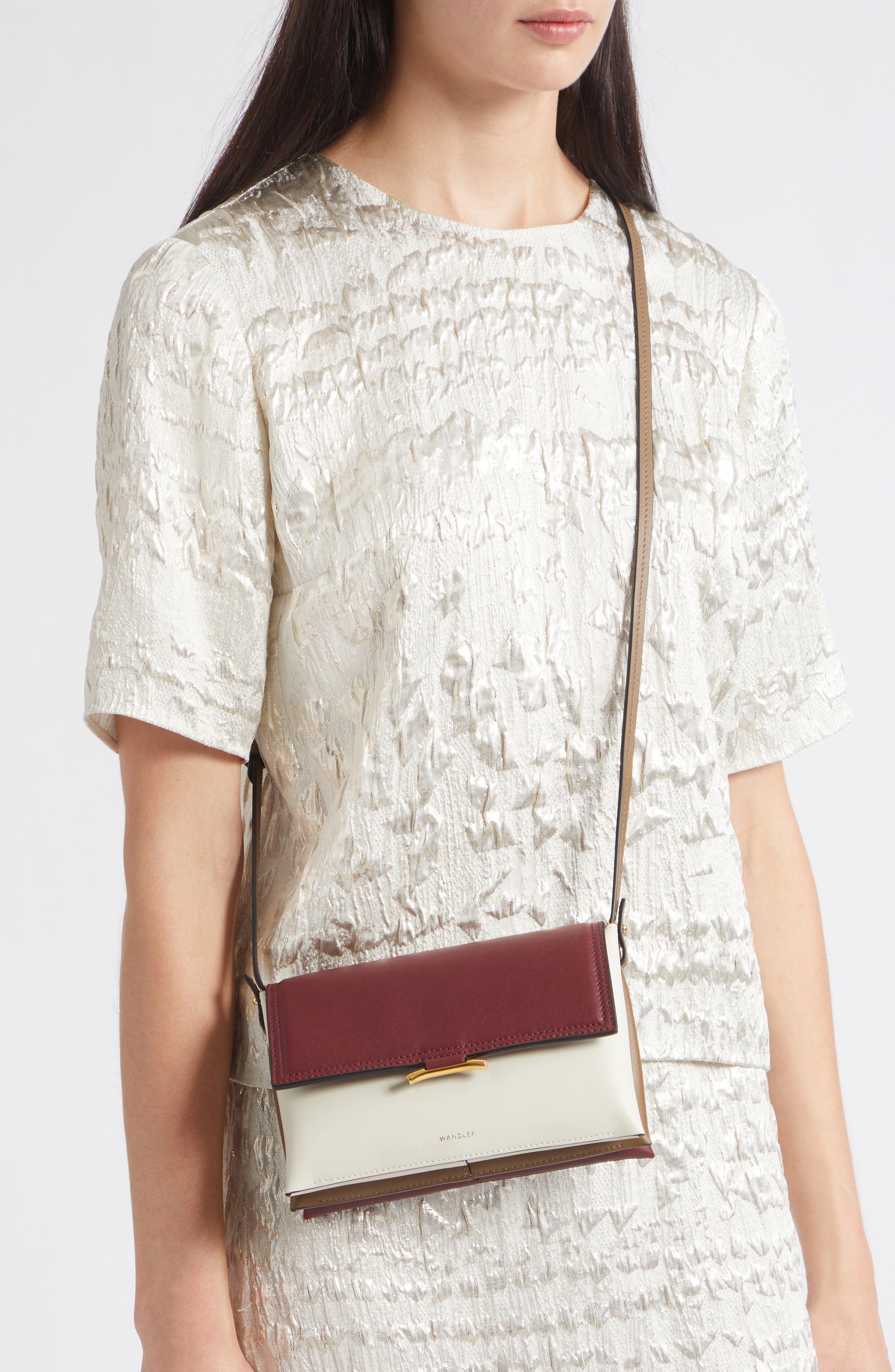 Ida Trio Colorblock Leather Clutch, Alternate, color, BORDEAUX MIX