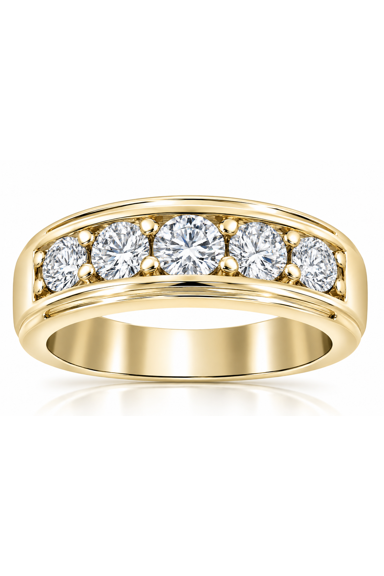 1 Ct Diamond Ring Mens High Polished Solid Gold Wedding Band Lab Grown, Main, color, 10K Yellow Gold