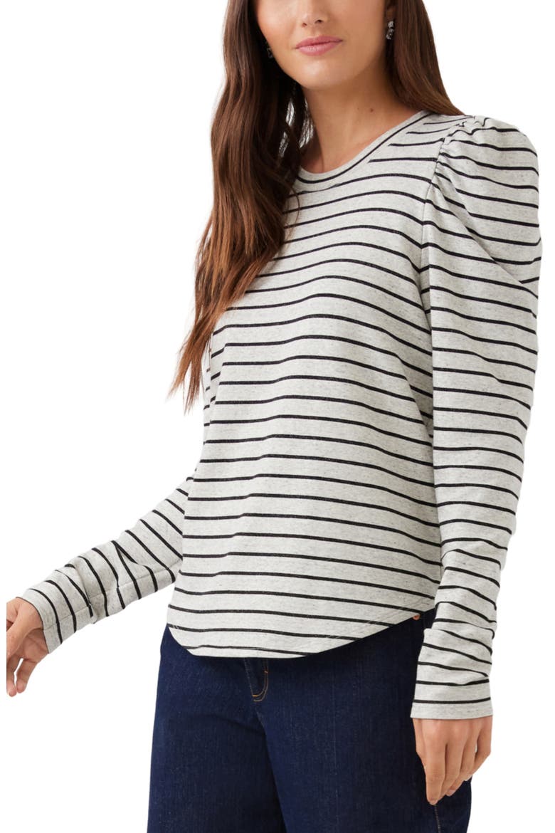 Shirred Sleeve Top, Alternate, color, FRENCH TERRY HEATHER/ BLK