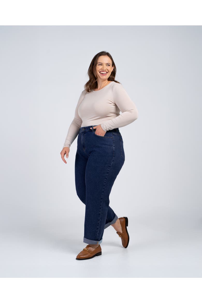 Darla Boyfriend Mid Rise Jeans, Main, color, Dark Blue