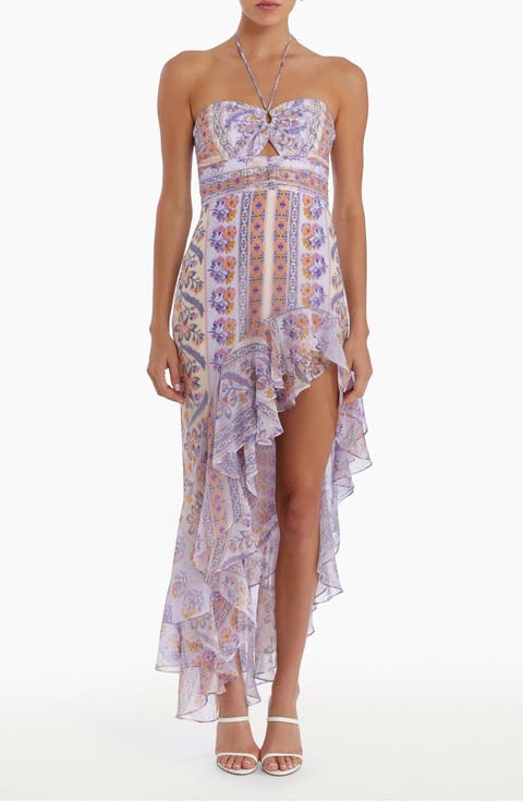 Estrada Mixed Print High-Low Dress