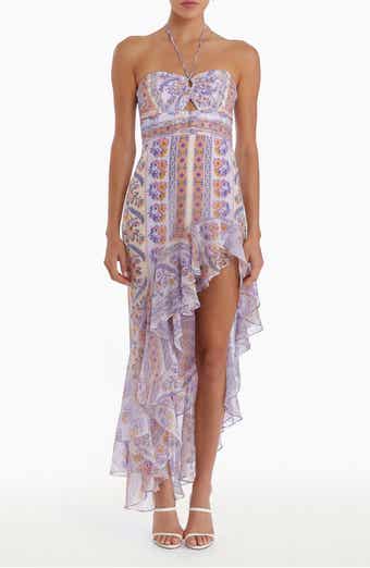 Amanda Uprichard Estrada Mixed Print High-Low Dress