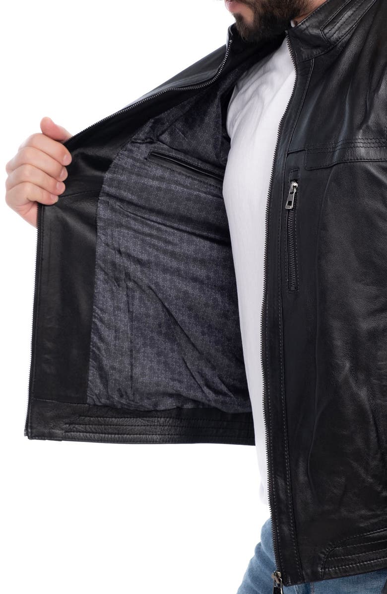 VELLAPAIS Lisbon Leather Jacket, Alternate, color, Black