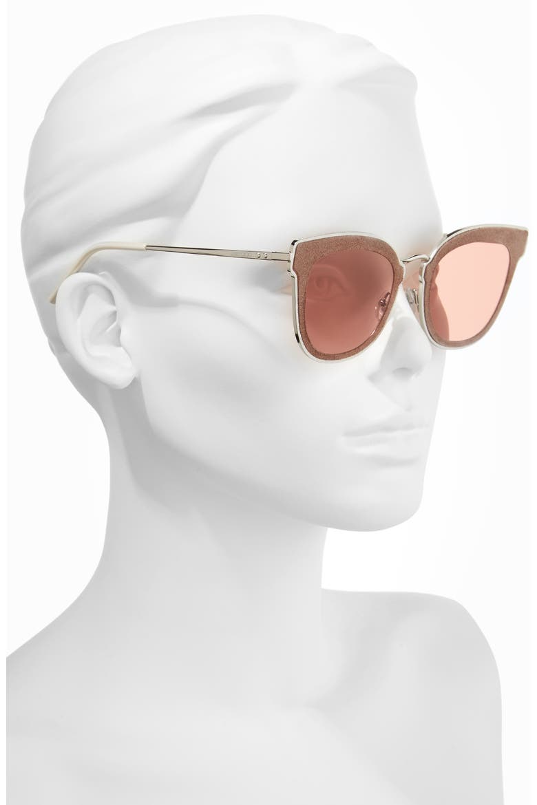 Niles 63mm Oversize Cat Eye Sunglasses, Alternate, color, SILVER BEIGE