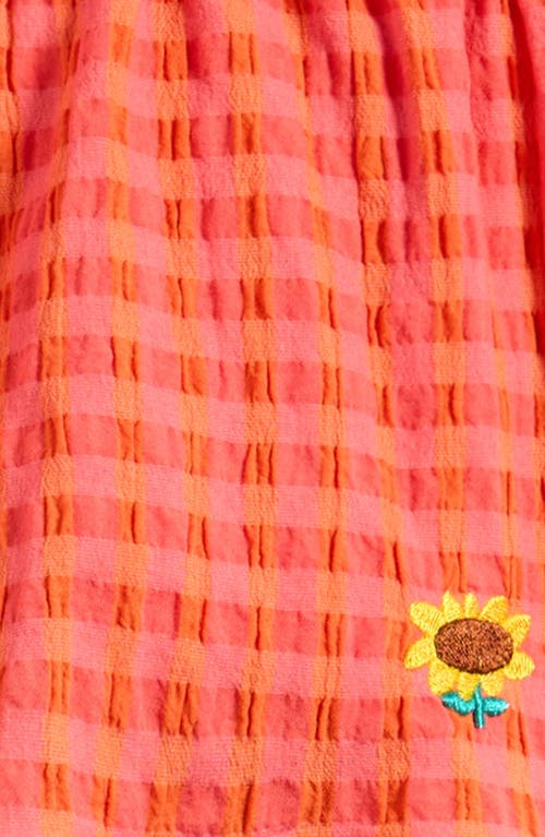 Bobo Choses Kids' Vichy Woven Ruffle Shorts In Coral Fuchsia