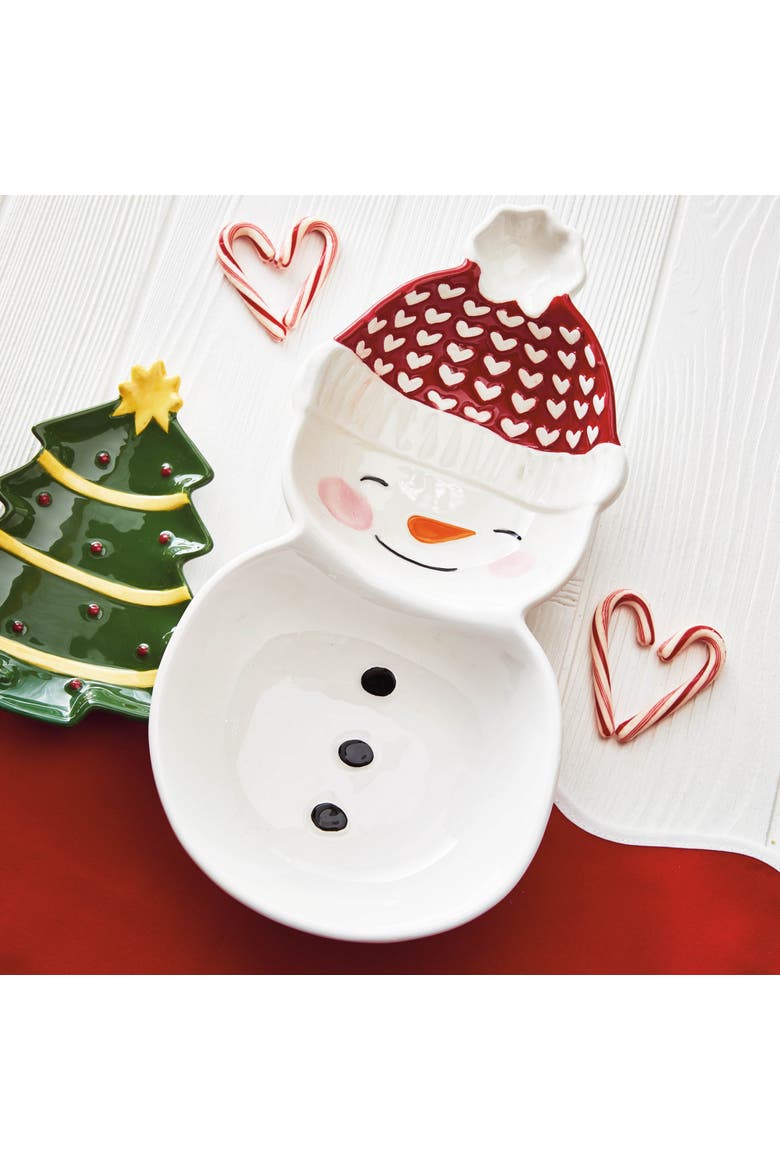 Snowman Ceramic Serving Trays Set for Christmas Multicolor, Alternate, color, Multicolored