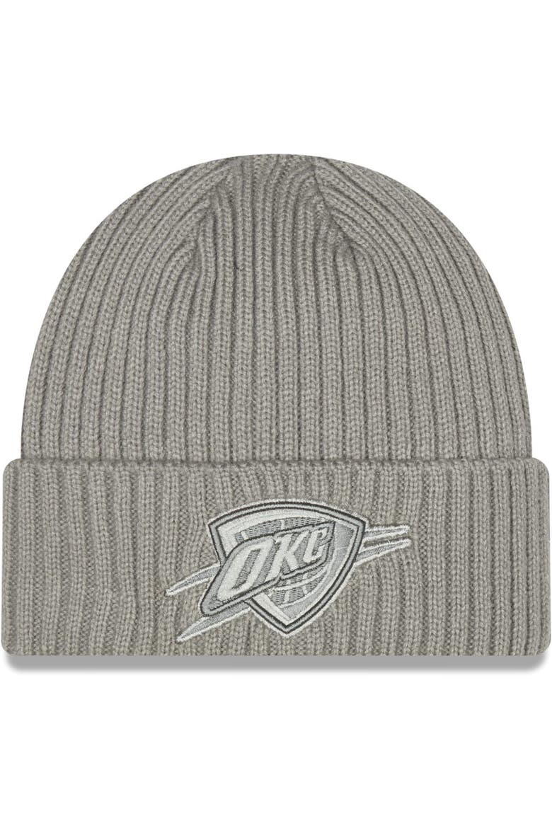 Men's New Era Gray Oklahoma City Thunder Core Classic Misty Morning Cuffed Knit Hat, Main, color, Gray