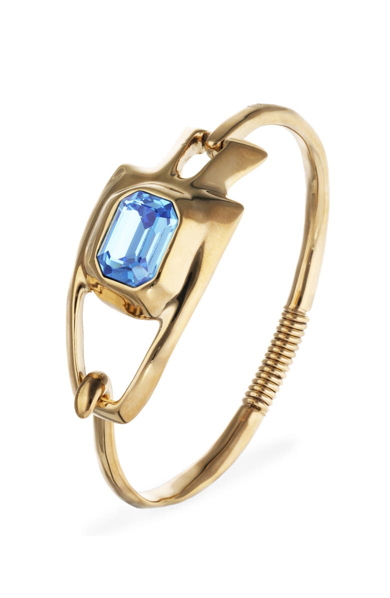 UNODE50 Gold-tone Sculptural Bracelet with Blue Crystal, Alternate, color, Gold