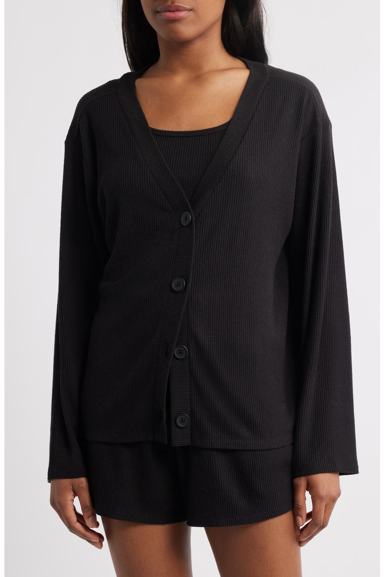 Comfy Thermal Shortie Pajamas, Alternate, color, BLACK