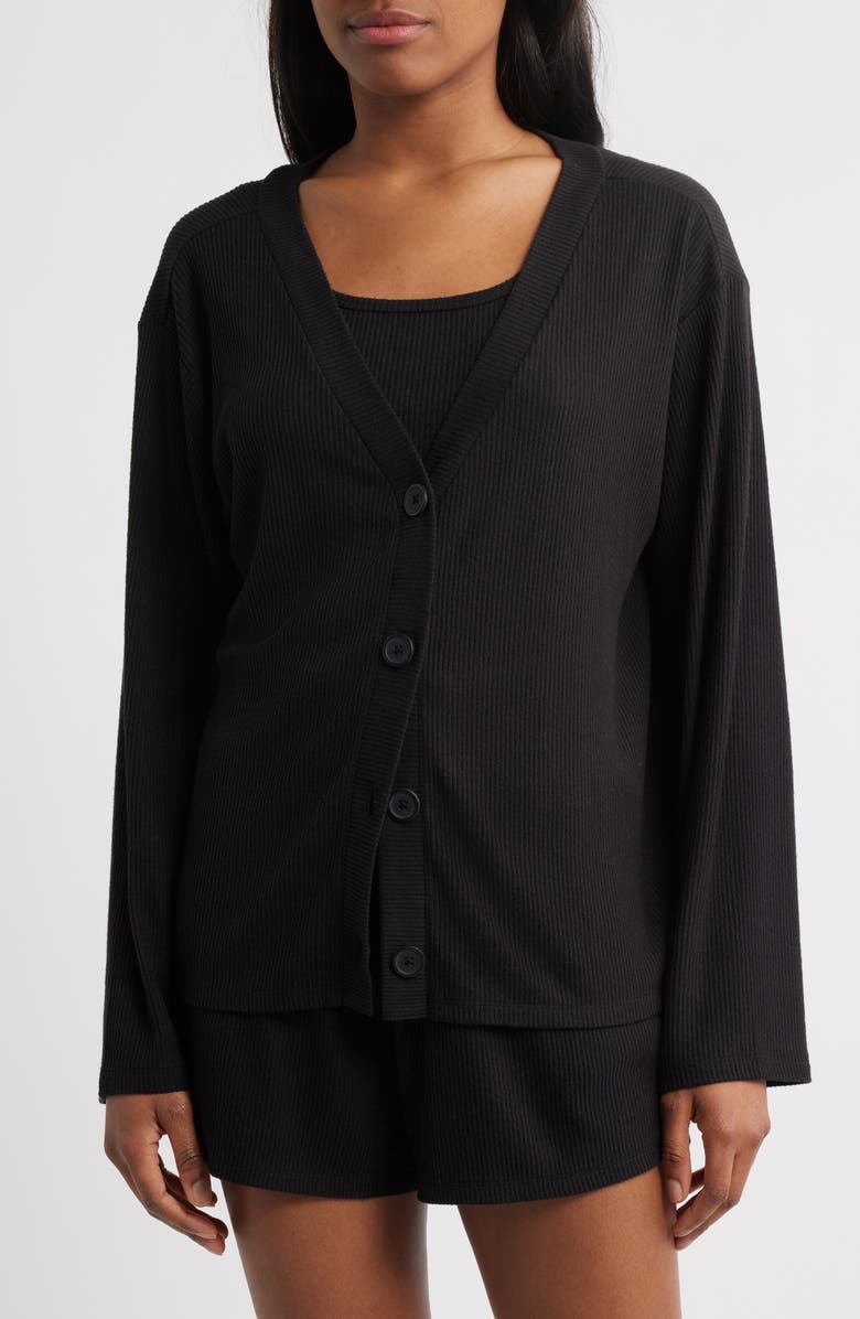 Open Edit Comfy Thermal Shortie Pajamas, Alternate, color, Black