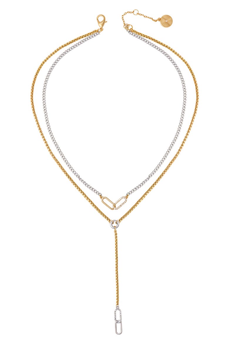Two-Tone Layered Y-Necklace, Main, color, GOLD TONE