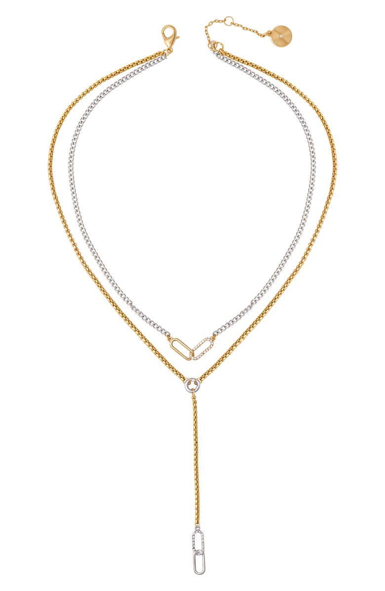 Vince Camuto Two-Tone Layered Y-Necklace, Main, color, Gold Tone