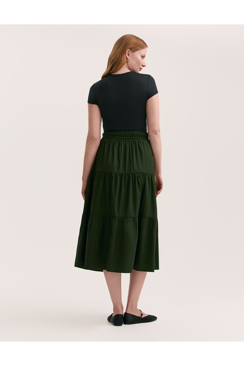 Harleen Cotton Midi Tiered Skirt, Alternate, color, Dark Khaki
