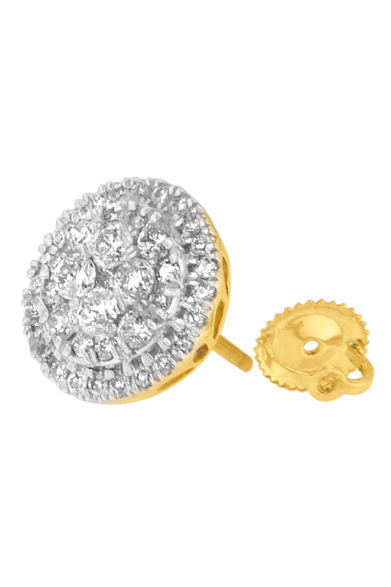 10K Yellow Gold 1.5 cttw Round Cut Diamond Earrings, Alternate, color, Yellow
