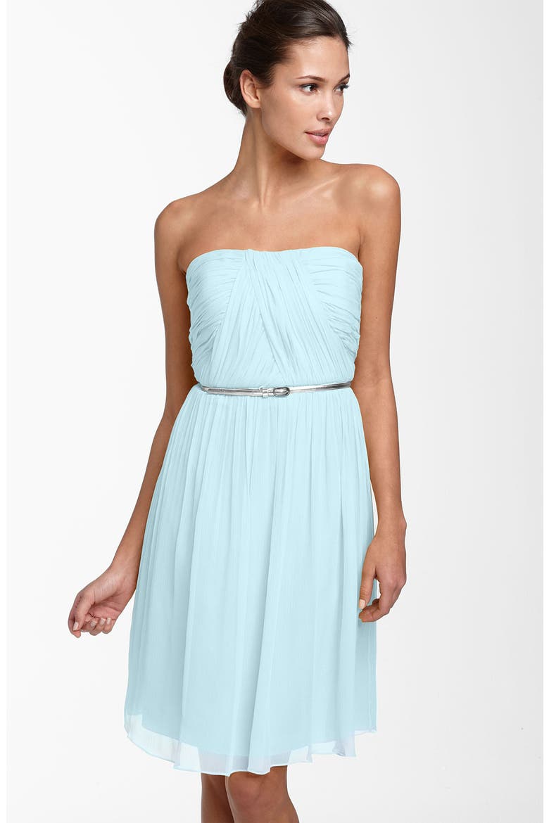 'Donna' Belted Chiffon Dress, Main, color, PWDER BLUE