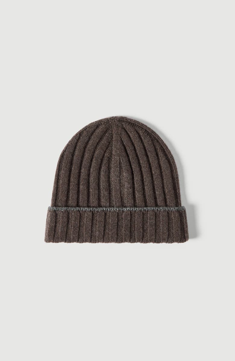 Brunello Cucinelli Cashmere rib knit beanie, Main, color, Brown