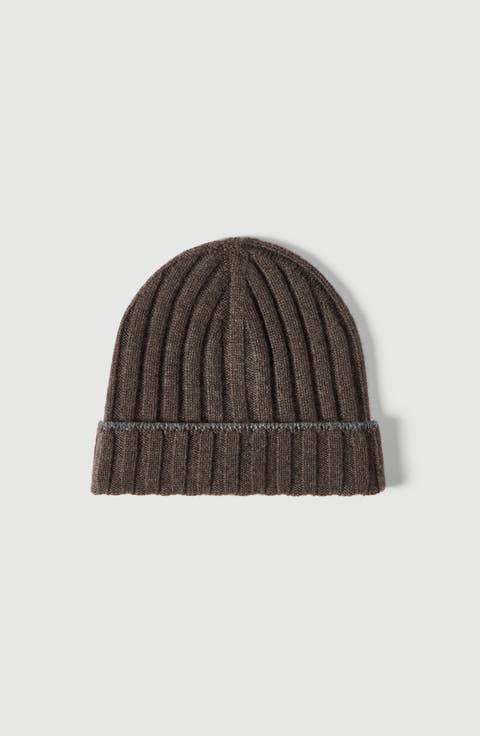 Cashmere rib knit beanie