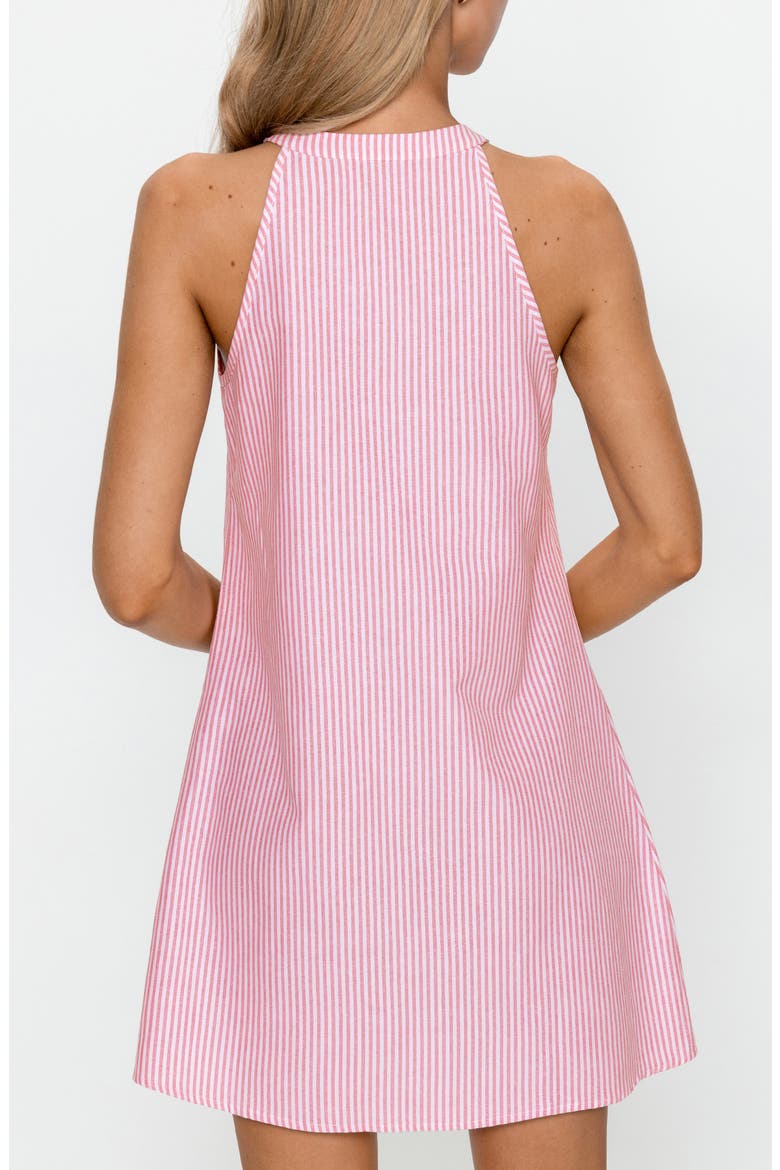 Stripe Tie Neck Sleeveless Shirtdress, Alternate, color, PINK