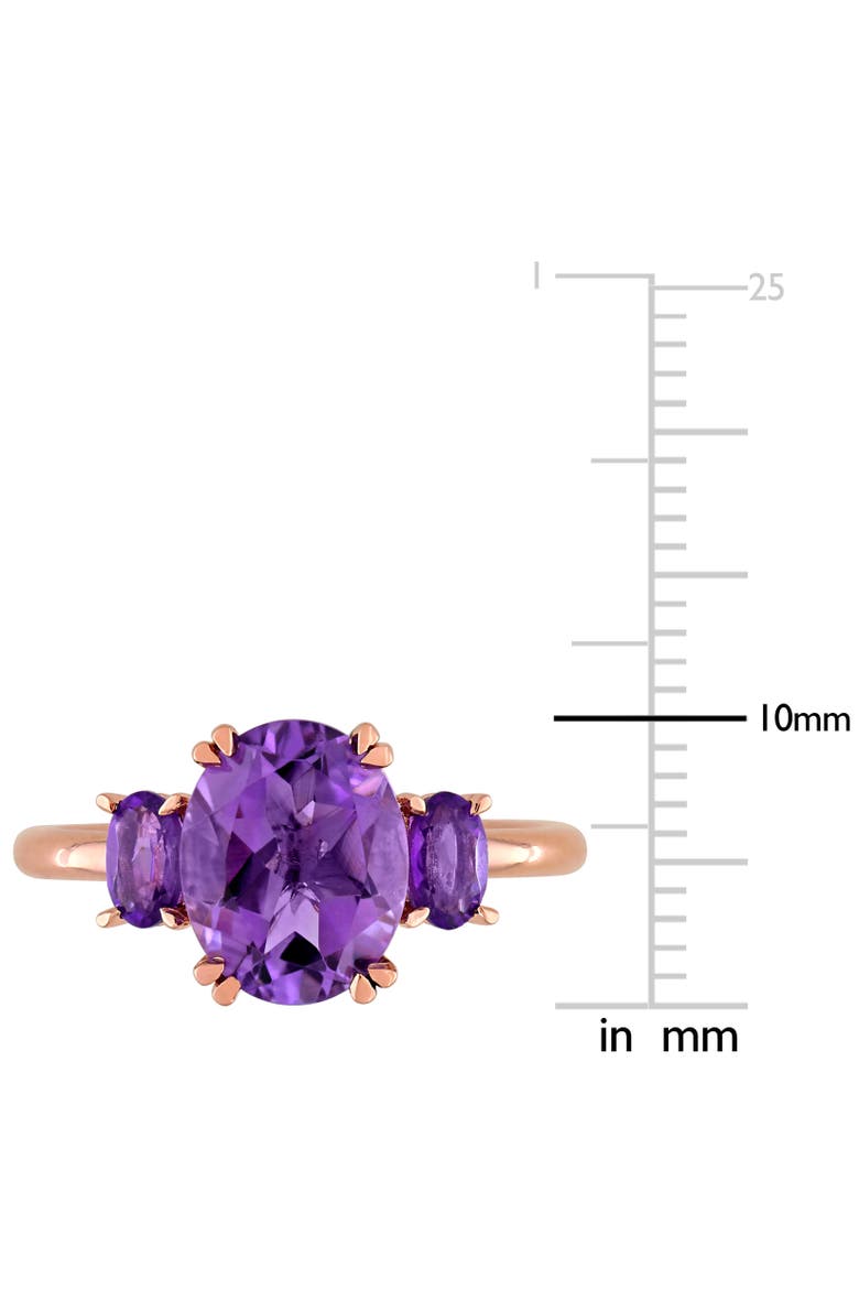 Amethyst 3-Stone Ring in 14k Rose Gold, Alternate, color, Amethyst