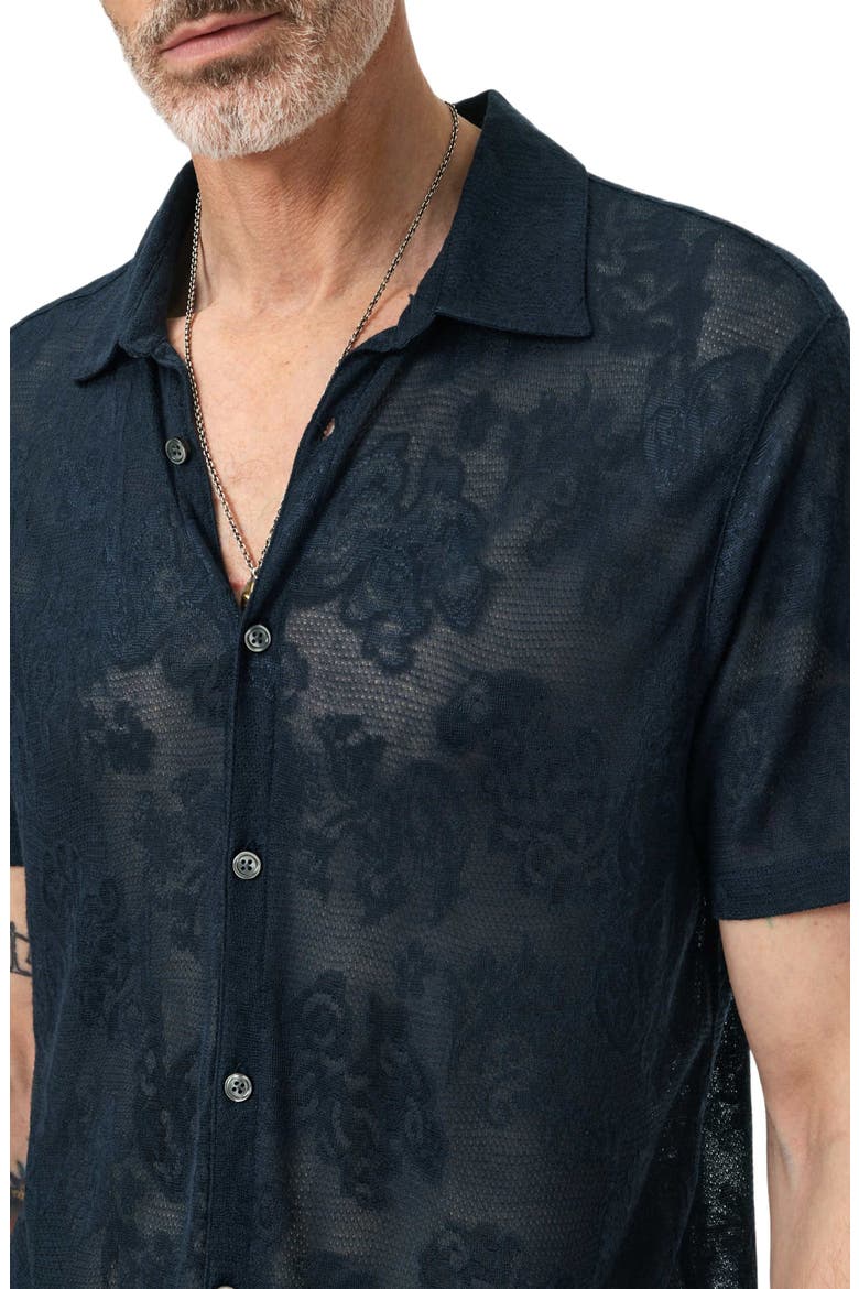 Biaggio Jacquard Mesh Short Sleeve Button-Up Shirt, Alternate, color, DEEP BLUE
