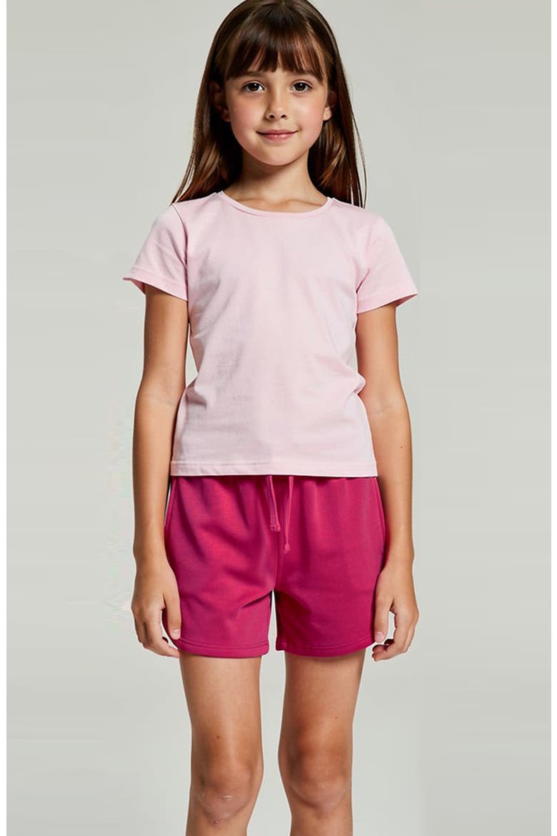 Organic Cotton Drawstring Track Shorts, Alternate, color, Magenta