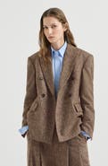 Brunello Cucinelli Virgin wool donegal blazer with monili