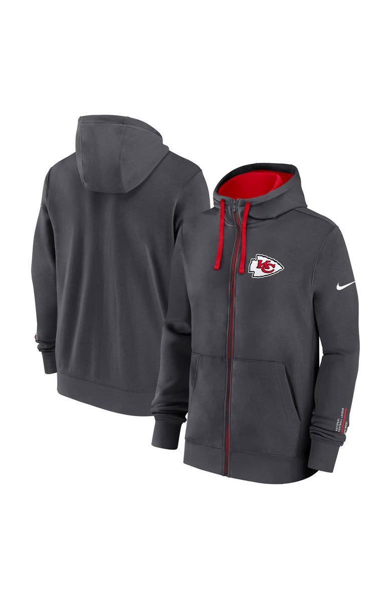 Nike Men's Nike Anthracite Kansas City Chiefs Primetime Club Full-Zip Hoodie, Main, color, Anthracite