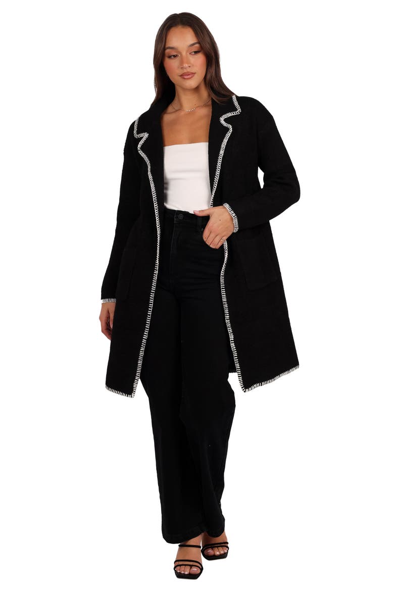 Oaklynn Whipstitched Sweater Coat, Alternate, color, BLACK