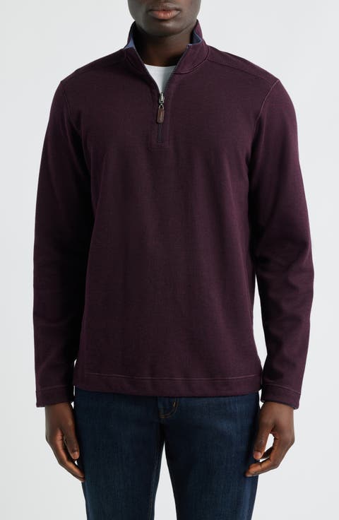 Icon Reversible Cotton Blend Quarter Zip Pullover