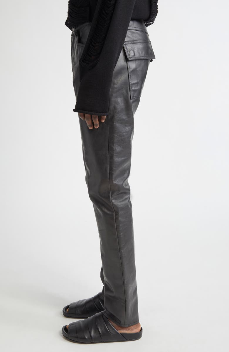 Rick Owens Tyrone Skinny Fit Leather Jeans, Alternate, color, Black