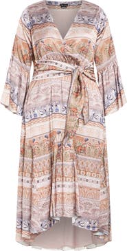 City Chic Marilyn Long Sleeve Faux Wrap Maxi Dress