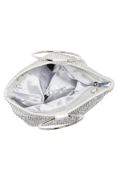 Jessica Mcclintock Nesta Ring Rhinestone Clutch In Silver