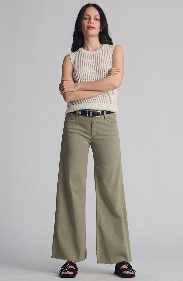 Mavi Jeans Paloma Raw Hem Mid Rise Wide Leg Jeans, Alternate, color, Green Flex Blue