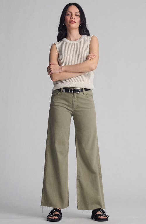 Mavi Jeans Paloma Raw Hem Mid Rise Wide Leg Jeans In Green