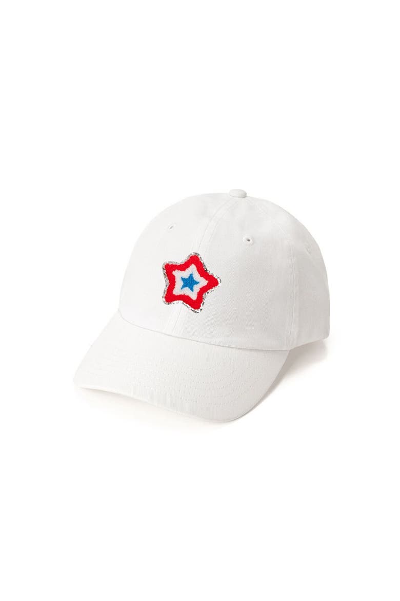 Patriotic Star Patch Baseball Hat, Main, color, White