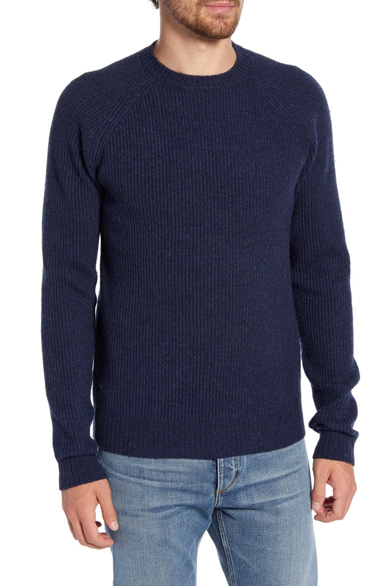 Ribbed Wool Blend Sweater, Main, color, NAVY