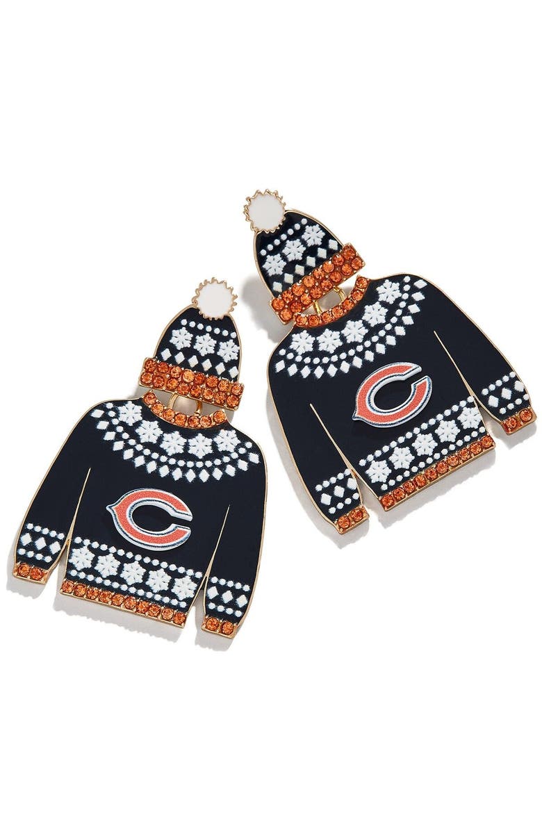 BaubleBar Women's BaubleBar Chicago Bears Sweater Earrings, Main, color, Navy